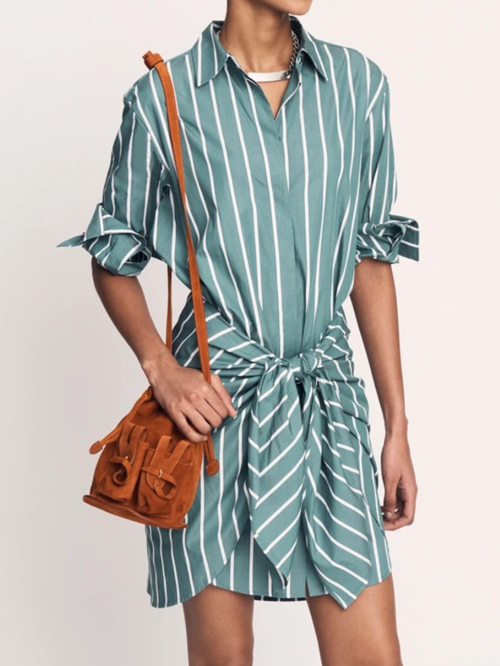 10 Crosby Derek Lam Charlotte Tie Waist Shirt Dress Button Down